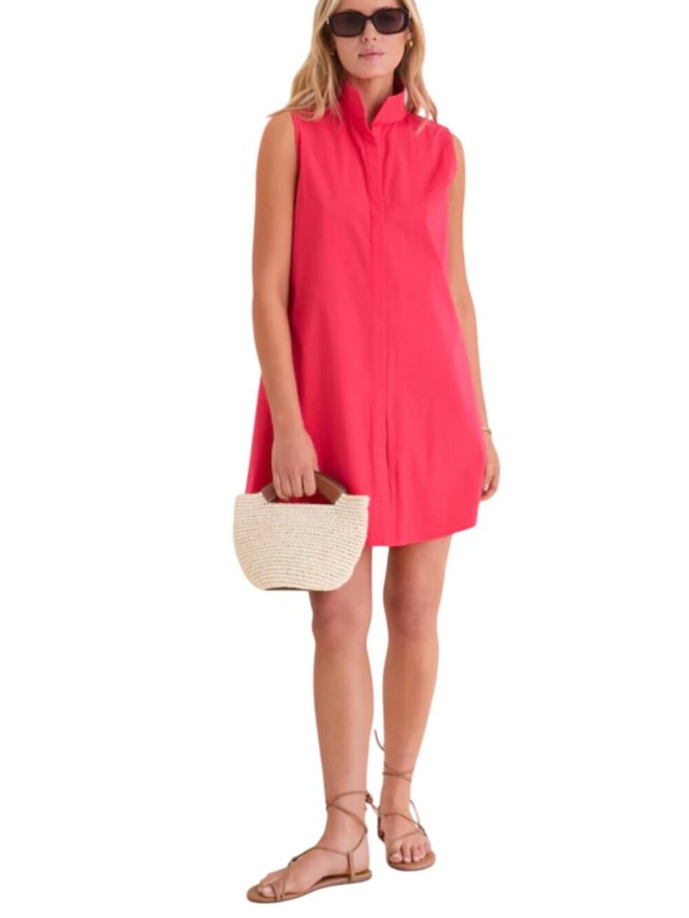 Tuckernuck Red Sleeveless Charlie Dress Sz XXL Minimalist Stretch Stand Collar